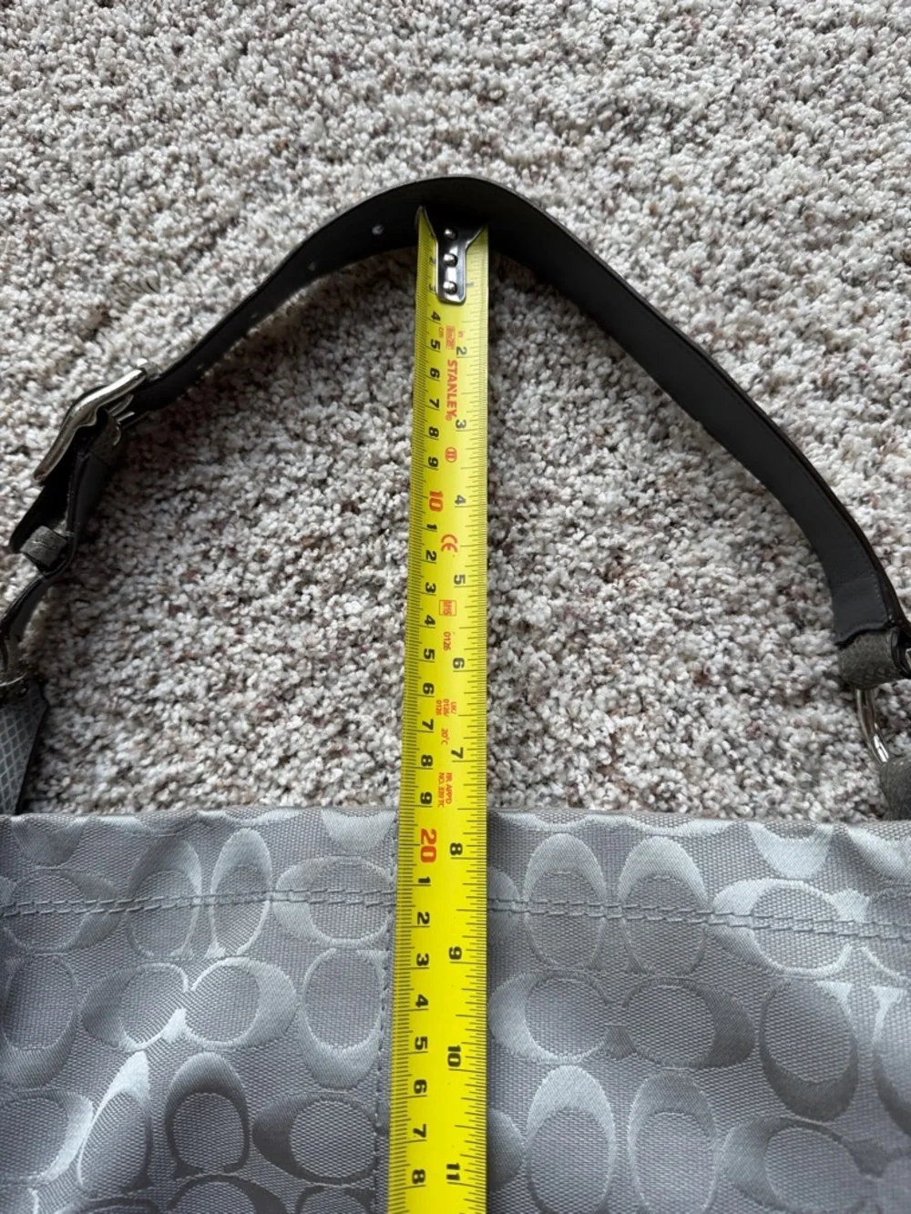 Coach Gray Signature Jacquard Shoulder Bag - Picture 7 of 8